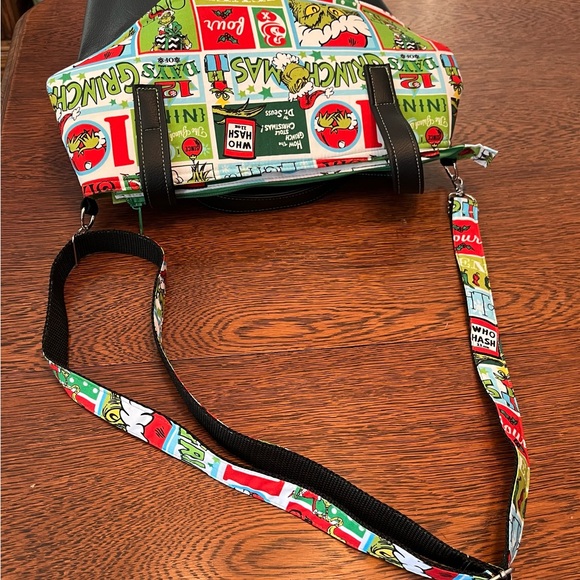 NWOT Handmade Grinchmas Themed Satchel Bag -Green, Red & trimmed in Black. - Picture 13 of 13